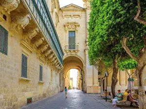 Street Scene Prints: Typical Street Scene in the heart of Valletta, Valletta, Malta