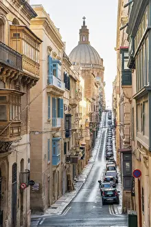 Valletta Prints: Typical Street Scene in the heart of Valletta, Malta