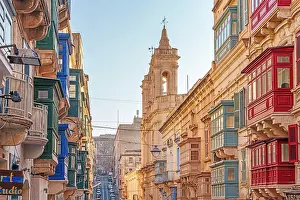 Street Scene Prints: Typical Street Scene in the heart of Valletta, Malta