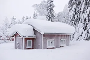 Polar Region Prints: Typical wood chalet of Finland, Muonio, Lapland, Finland