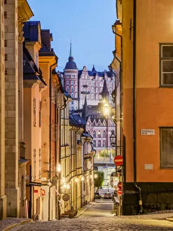 Images Dated 1st February 2022: Tyska brinken street at dusk, Gamla Stan, Stockholm, Stockholm County, Sweden