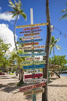 Images Dated 30th October 2017: U. S. Virgin Islands, St. Thomas, Bolongo Bay, Bolongo Bay Beach, sign