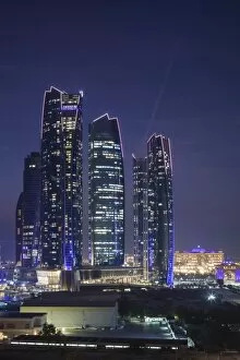 Images Dated 3rd November 2015: UAE, Abu Dhabi, Etihad Towers, dusk