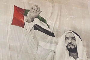 Abu Dhabi Emirate Gallery: UAE, Abu Dhabi, mural of former leader Sheikh Zayed bin Sultan