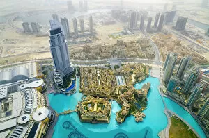 Images Dated 5th May 2011: UAE, Dubai, The Address Downtown Hotel and Dubai Mall from Burj Khalifa