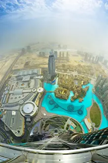Gulf Of Arabia Prints: UAE, Dubai, The Address Downtown Hotel and Dubai Mall from Burj Khalifa