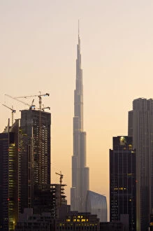 UAE, Dubai, Burj Khalifa and buildings under construction