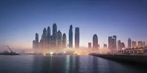 Dubai Emirate Prints: UAE, Dubai, Marina Skyline in the Morning