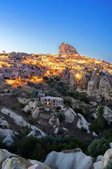 Kapadokya Prints: Uchisar Castle and Pigeon Valley at twilight