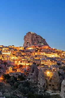 Kapadokya Prints: Uchisar Castle and Pigeon Valley at twilight