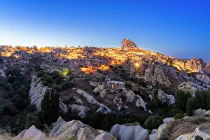 Kapadokya Prints: Uchisar Castle and Pigeon Valley at twilight