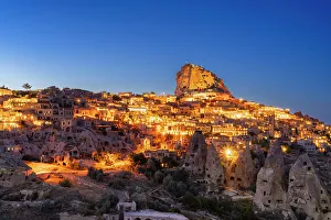 Kapadokya Prints: Uchisar Castle and Pigeon Valley at twilight