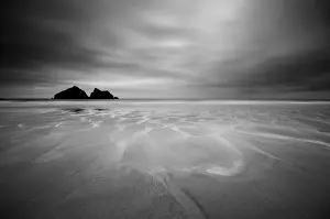 Scen Ic Prints: UK, Cornwall, Holywell Bay, Holywell Beach and Carters or Gulls Rocks