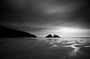 Scen Ic Prints: UK, Cornwall, Holywell Bay, Holywell Beach and Carters or Gulls Rocks