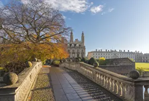 The Backs Prints: UK, England, Cambridge, Clare College and Clare College Bridge over River Cam