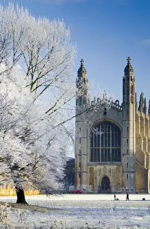 UK, England, Cambridgeshire, Cambridge, The Backs, Kings College Chapel in winter