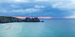 Celtic Sea Prints: UK, England, Cornwall, Porthcurno, Logan Rock Headland