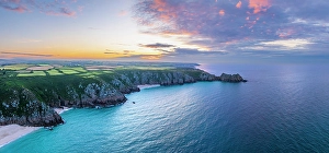 Celtic Sea Prints: UK, England, Cornwall, Porthcurno