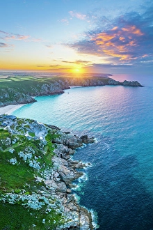 Celtic Sea Prints: UK, England, Cornwall, Porthcurno