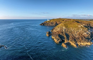 Trevose Head Prints: UK, England, Cornwall, Trevose Head, Trevose Head Lighthouse above Stinking Cove