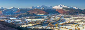 Elevated Viewpoint Prints: UK, England, Cumbria, Lake District, Keswick, frosty valley floor north of Keswick