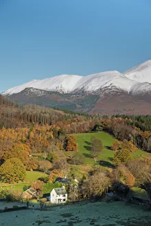 UK, England, Cumbria, Lake District, Skiddaw Mountain above cottage