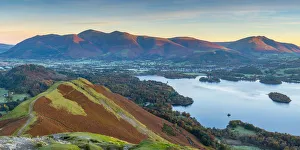 UK, England, Cumbria, Lake District, Derwentwater, Skiddaw and Blencathra mountains