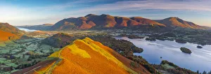 UK, England, Cumbria, Lake District, Derwentwater, Skiddaw and Blencathra mountains