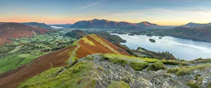 UK, England, Cumbria, Lake District, Derwentwater, Skiddaw and Blencathra mountains