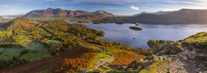 UK, England, Cumbria, Lake District, Derwentwater, Skiddaw and Blencathra mountains