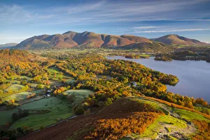 UK, England, Cumbria, Lake District, Derwentwater, Skiddaw and Blencathra mountains