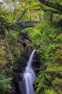 Water Fall Prints: UK, England, Cumbria, Lake District, Ullswater, Aira Force Waterfall