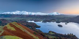 UK, England, Cumbria, Lake District, Derwentwater, Skiddaw and Blencathra mountains