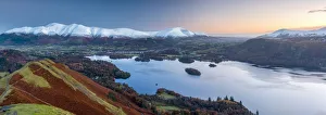 Images Dated 9th February 2017: UK, England, Cumbria, Lake District, Derwentwater, Skiddaw and Blencathra mountains