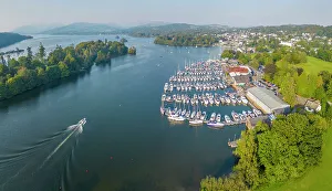 UK, England, Cumbria, Lake District, Lake District National Park, Lake Windermere, Bowness-on-Windermere, Belle Isle and Aquatic Quays Marina