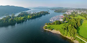 UK, England, Cumbria, Lake District, Lake District National Park, Lake Windermere, Bowness-on-Windermere, Cockshott Point, Belle Isle and Aquatic Quays Marina