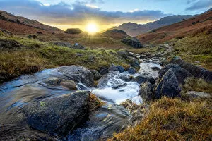 Images Dated 14th December 2021: UK, England, Cumbria, Lake District National Park, Blae Tarn, Blaemoss Beck at sunrise