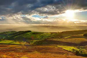 UK, England, Derbyshire, Peak District National Park, Hope Valley from Stanage Edge