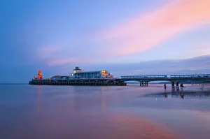 Jetties Prints: UK, England, Dorset, Bournemouth, East Cliff Beach, Main Pier