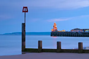 Jetties Prints: UK, England, Dorset, Bournemouth, East Cliff Beach, Main Pier