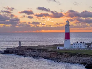 UK, England, Dorset, Portland Bill, Portland Bill Lighthouse, Sunset
