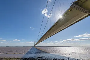 UK, England, East Yorkshire, Hull, Hessle, Humber Bridge over the Humber Estuary