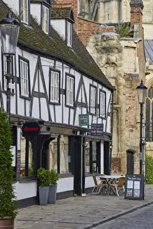 UK, England, Gloucestershire, Gloucester, The Comfy Pew Cafe Bistro and Gloucester Cathedral