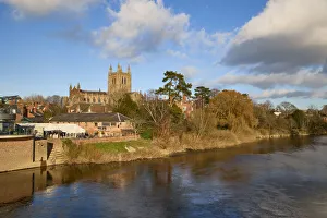 UK, England, Herefordshire, Hereford, View of Hereford Cathedral
