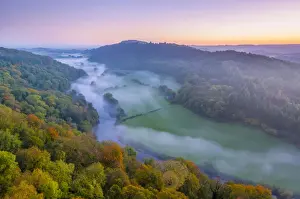 West Midlands Prints: UK, England, Herefordshire, view north along River Wye from Symonds Yat Rock