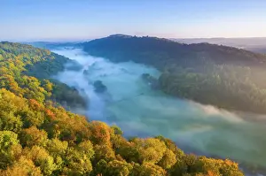West Midlands Prints: UK, England, Herefordshire, view north along River Wye from Symonds Yat Rock