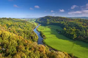 West Midlands Prints: UK, England, Herefordshire, view north along River Wye from Symonds Yat Rock