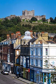 UK, England, Kent, Dover, Dover Castle from the centre of the town