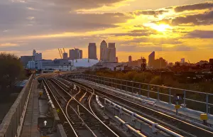 Stations Prints: UK, England, London, Canary Wharf and The O2 Arena (Millennium Dome) from Pontoon