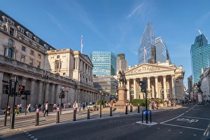 The City Prints: UK, England, London, The City of London, Bank of England (left) and Royal Exchange